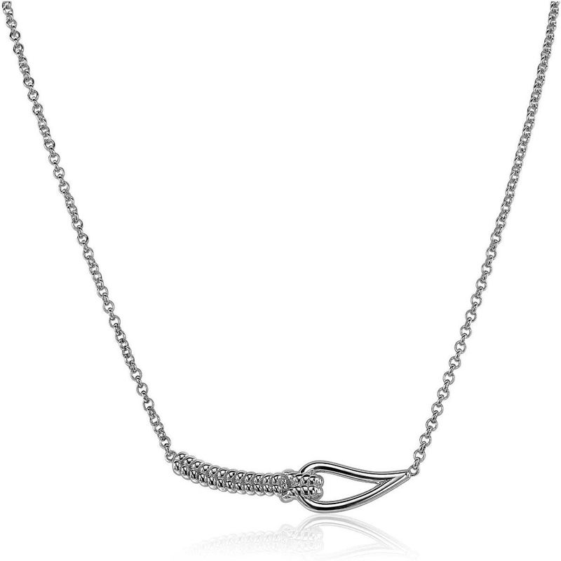 ZINZI MVC9 Zilveren collier met geknoopte koordschakel 42-45 cm