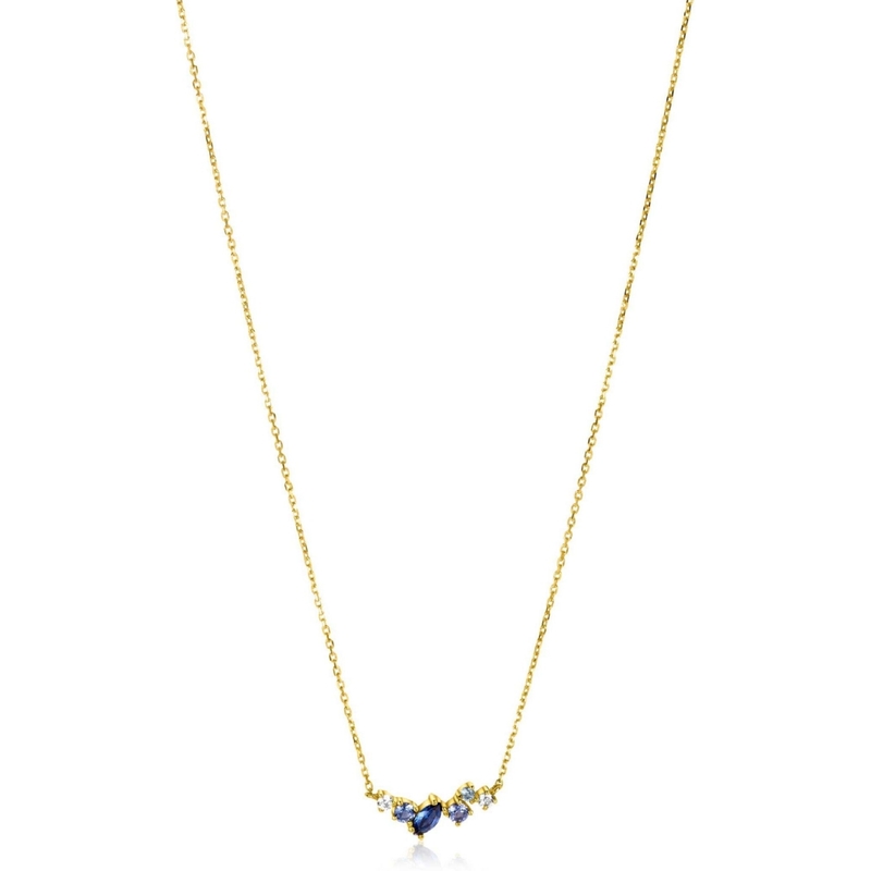 ZINZI ZGC381 14k gouden ketting met blauw zirkonia