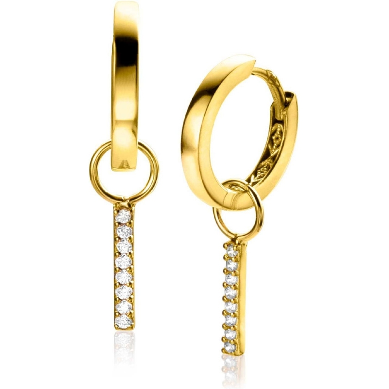 ZINZI ZGCH387 14k gouden oorbedels staafje met zirkonia