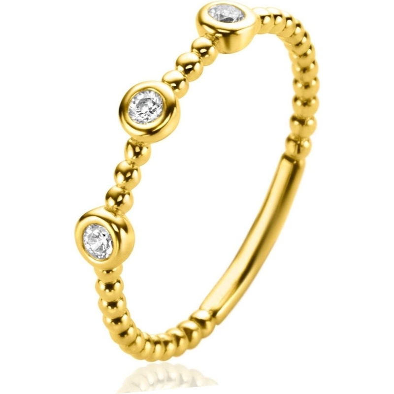 ZINZI ZGR309 14k gouden ring bolletjes en zirkonia
