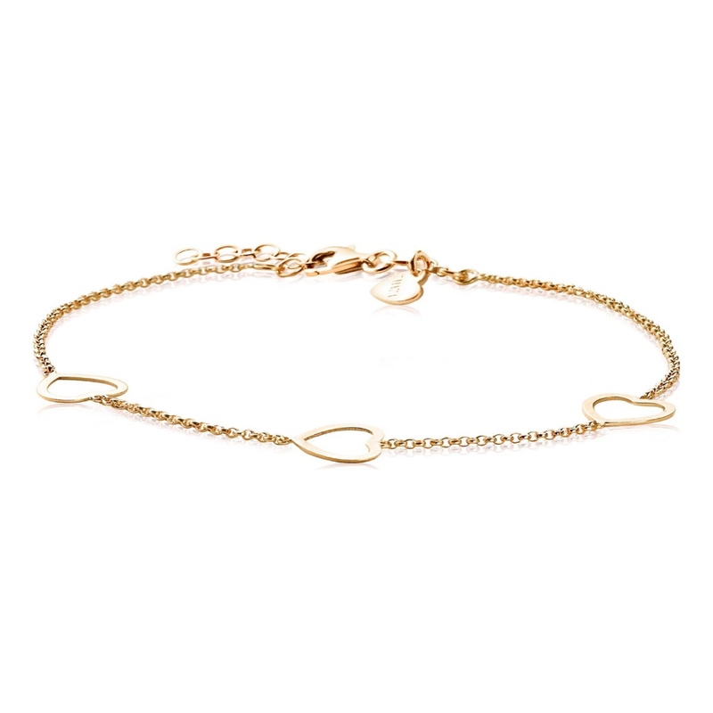 ZINZI ZIA1188G Zilveren armband goudkleurig met hartjes 17-20 cm