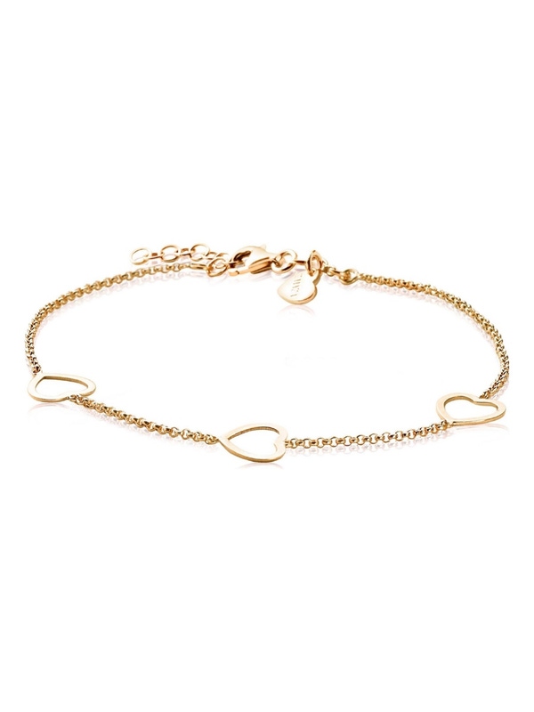 ZINZI ZIA1188G Zilveren armband goudkleurig met hartjes 17-20 cm