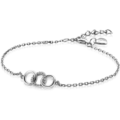 ZINZI ZIA2045 Zilveren armband 3 open rondjes zirkonia
