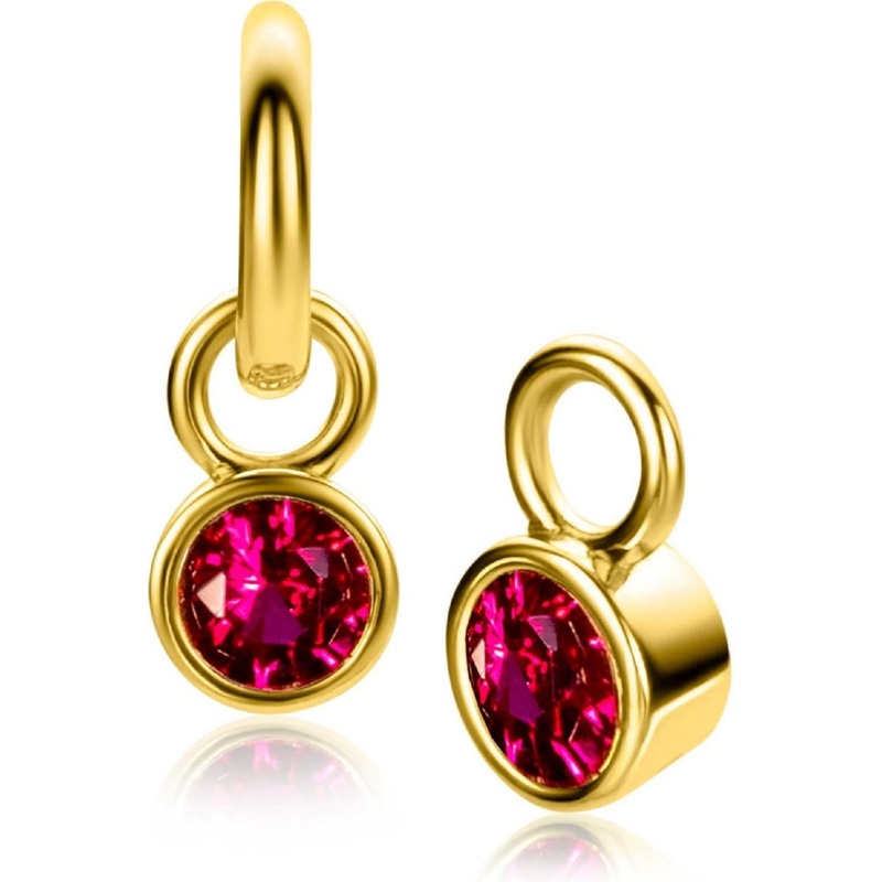 ZINZI ZICH-JUL Goudkleurige oorbedels met geboortesteen robijn