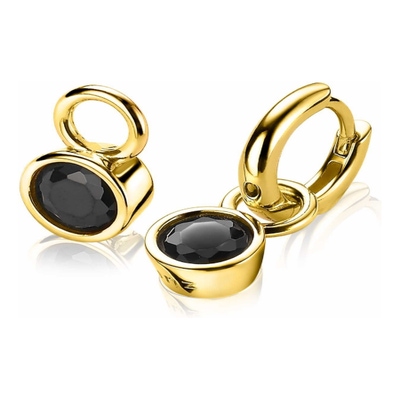 ZINZI ZICH1486YZ Goudkleurige oorbedels met zwarte zirkonia 12,5 mm