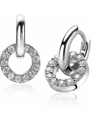 ZINZI ZICH2155 Zilveren oorbedels met cirkel zirkonia 10,2 mm