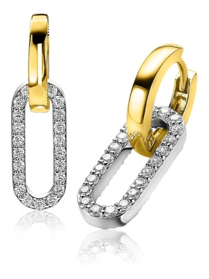 ZINZI ZICH2156 Zilveren oorbedels ovaal met zirkonia 20 mm