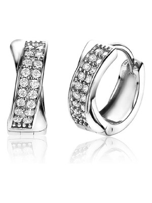 ZINZI ZIO1731 Zilveren creolen met zirkonia 14 mm