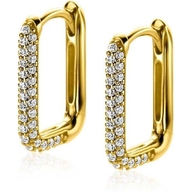 ZINZI ZIO2221Y Goudkleurige oorringen rechthoek zirkonia