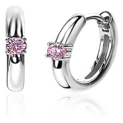 ZINZI ZIO2224R Zilveren oorringen met roze zirkonia 13 mm