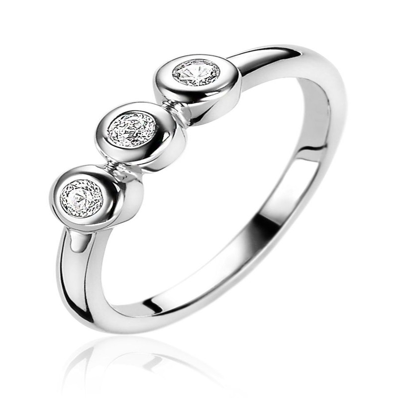 Zinzi ZIR1443 Zilveren ring met zirkonia in rone zetting